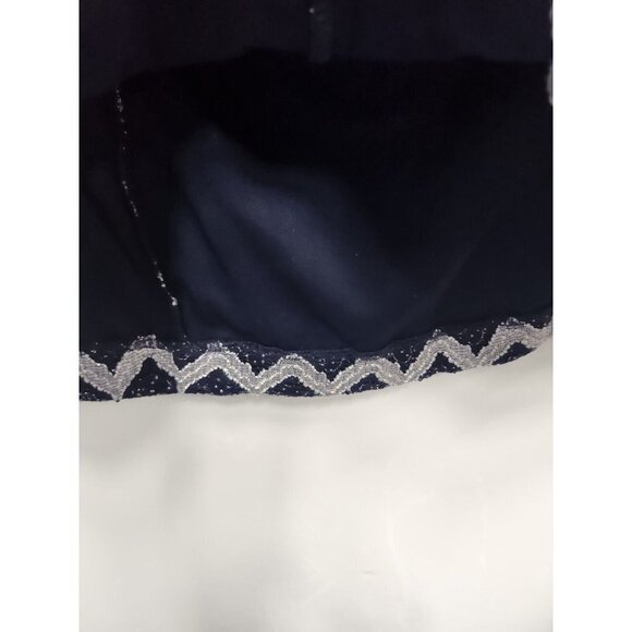 Cachet Womens Navy Silver Chevron Tank Top Size 16W Metallic Stretch Evening - Picture 8 of 8